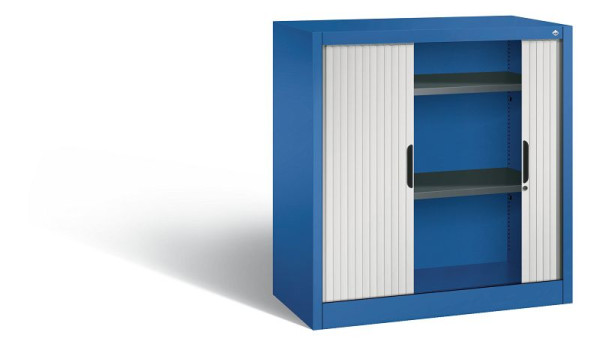 C+P Sideboard mit Rollladen Omnispace, H1030xB1000xT420mm, Farbe: Enzianblau / Lichtgrau, Griffmulde, 2 OH, 3242-00 S10163