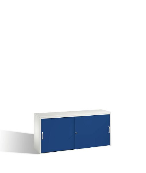 C+P Sideboard mit Schiebetüren Acurado, H720xB1600xT400mm, Farbe: Lichtgrau / Enzianblau, Bügelgriff, 2 OH, 5724-00 S10053