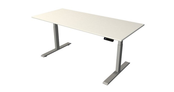 Kerkmann Steh-/Sitztisch B 1800 x T 800 mm, silber, elektrisch höhenverstellbar von 630 - 1270 mm, Weiß/silber, 10276610