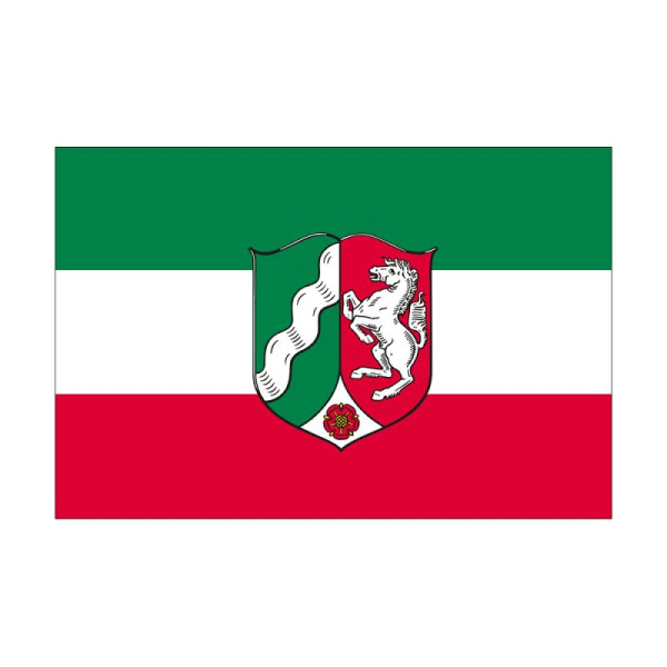 Stein HGS Landesflagge Nordrhein-Westfalen, 60 x 90 cm (Querformat), mit Seil und Schlaufe, FlagTop 160 g/m², für Fahnenmasten 6 m, ohne Hohlsaum, 26463