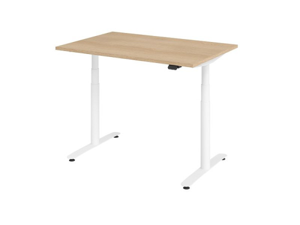 Hammerbacher Sitz-Steh-Schreibtisch elektrisch 120x80cm Eiche/Weiß, VXDLR12/E/W