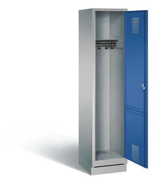 C+P Garderobenschrank Evolo, H1800xB420xT500mm, Farbe: Weißaluminium / Enzianblau, 48020-12 S10438