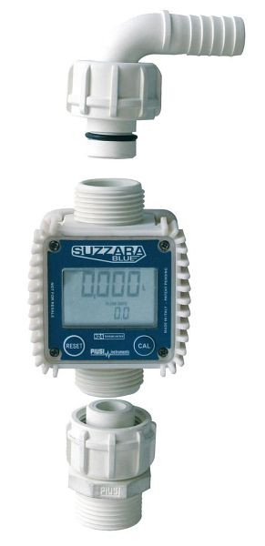 Cemo Digitaler Durchflusszähler K24, Kunststoff, 6-100 l/min, 1" AG, mit Winkelstück 90°, zum direkten Anbau an die Pumpe, 10274