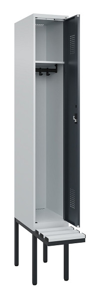 C+P Spind Evolo PLUS, 1 Abteile, 2120x300x815mm, 7035/7016, Haken 3, Zylinderschloss, Sitzfläche Kunststoff, 0490407-10 S10093