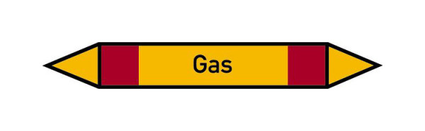 Schilder Klar Rohrleitungskennzeichen Gas, 187x26 mm Folie selbstklebend, 101557/61