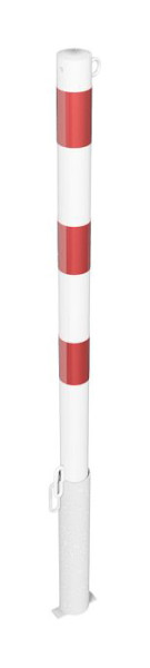 Schake Absperrpfosten Stahlrohr Ø 60 x 2,5 mm herausnehmbar für Vorhangschloss, feuerverzinkt und weiß beschichtet, 1 Öse, 460VB/1