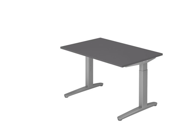 Hammerbacher Schreibtisch C-Fuß 120x80cm Graphit/Silber, Rechteckform, VXB12/G/SS