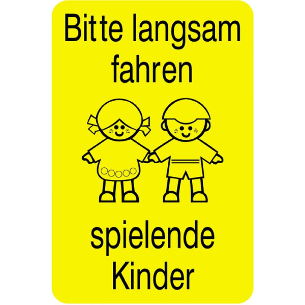 Stein HGS Sonderschild, Bitte langsam fahren spielende Kinder, 600 x 900 mm, 15731