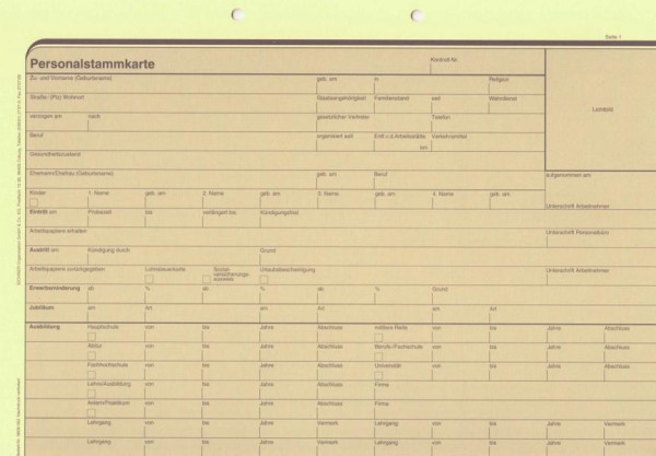 Eichner PERSONALSTAMMKARTE L840 A4, VE: 100 Stück, 9606-00562