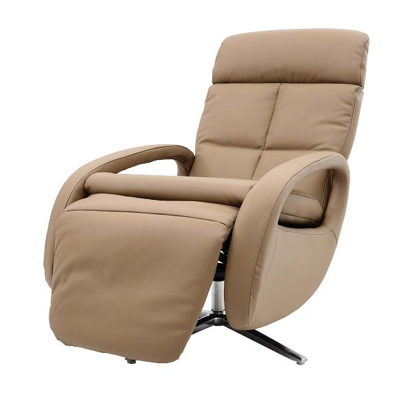 Mendler Relaxsessel HWC-L11, Design Fernsehsessel TV-Sessel Liegesessel, Liegefunktion drehbar, Voll-Leder, taupe, 98401
