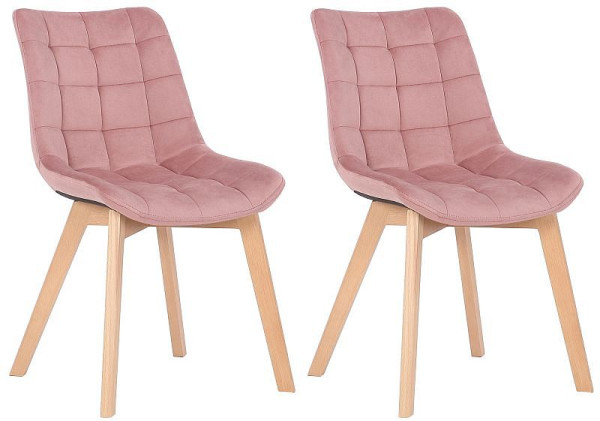 CLP 2er Set Esszimmerstühle Passaic Samt, pink, 319642