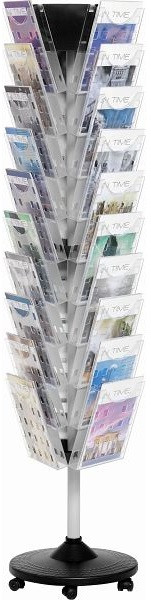 helit Prospektbodenständer drehbar "the giant grid" 30 x DIN A4, glasklar / silber, H6255802