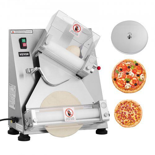 VEVOR elektrische Pizzateigpresse 355,6 mm, automatischer Brotteigformer, 370 W Edelstahl, einstellbare Dicke, kommerziell, DDPSBYMJBXGY6W87L001V2