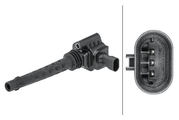HELLA Zündspule, 12V, 3-polig, Kerzenschachtzündspule, geschraubt, 5DA 358 168-541