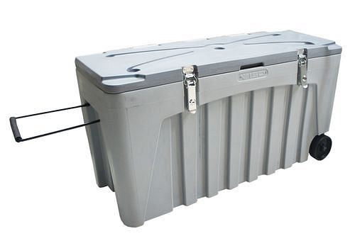 DENIOS Universalbox aus Kunststoff (PE), grau, abschließbar, mit Rollen, 140 Liter, 247-513