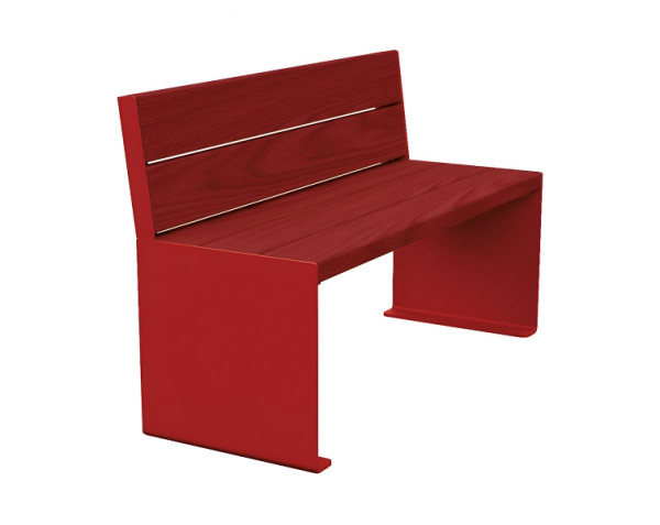 Procity Sitzbank Kube, 1200 mm, Mit Rückenlehne Stahl & Holz Ohne Armlehnen, Mahagoni/RAL 3004, 306380.3004.ACAJ