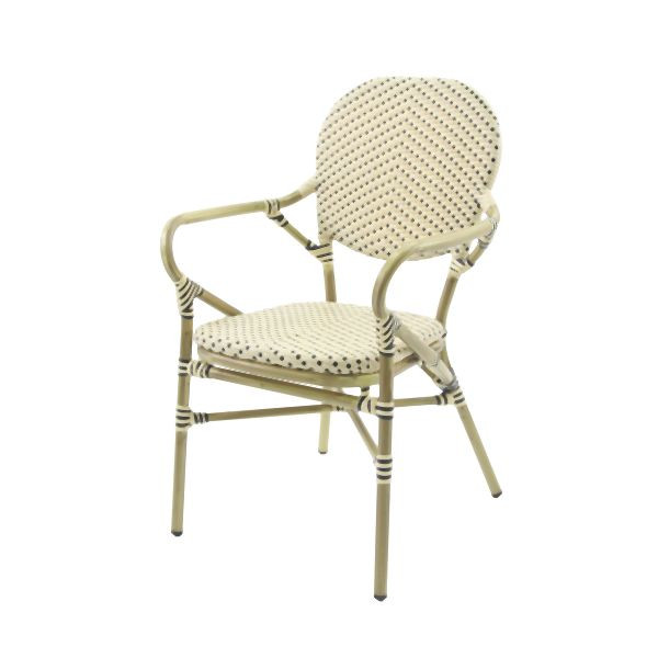 Feros Tango Bistrostuhl Rattan, Bambus-Weiß/Schwarz, 56321