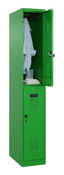 C+P Doppelstöckiger Spind Evolo PLUS, 2 Fächer, 1850x300x500mm, 6037/6037, Drehriegel, 049300-10 S10026