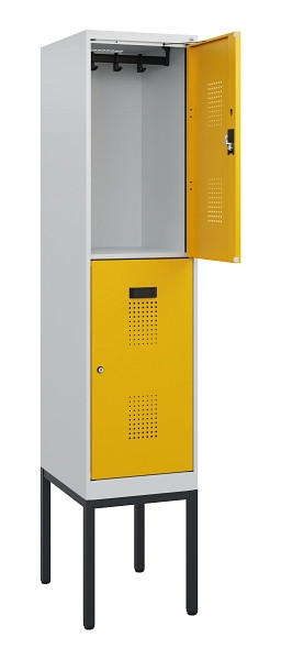 C+P Doppelstock-Spind Evolo PLUS, Gestell, 2 Fächer, 1950x400x500mm, 7035/1004, Zylinderschloss, 0493305-12 S10018