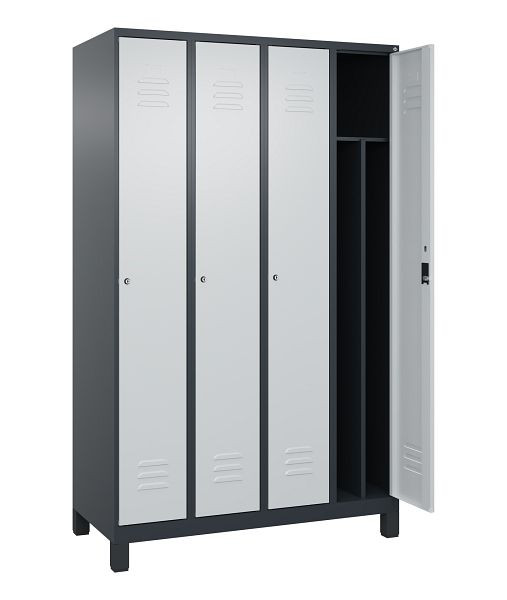 C+P Spind Classic PLUS, Füße, 4 Abteile, 1950x1200x500mm, 7016/7035, Verschluss Zylinderschloss, 080010-40F S10028