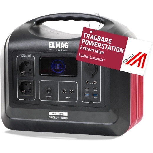 ELMAG Tragbare Powerstation ENERGY 1800, 1800W, LiFEPO4 Akku mit 1480Wh, 52903