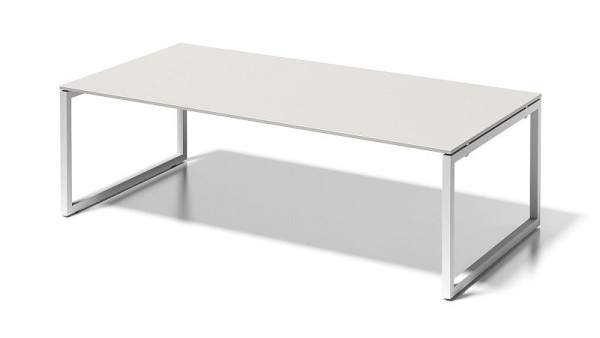 Bisley Cito Chefarbeitsplatz/Konferenztisch, 730 mm höhenfixes O-Gestell, H 19 x B 2400 x T 1200 mm, grauweiß/verkehrsweiß, DOF2412GW396