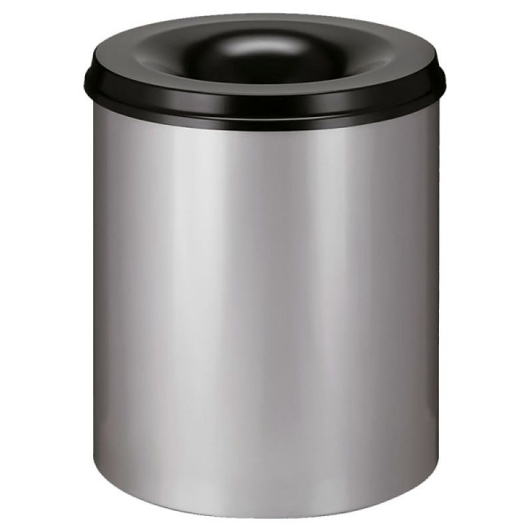 STEIN HGS Feuerlöschender Papierkorb, aluminium Grau, Schwarz, 80 Liter, 83729.0025