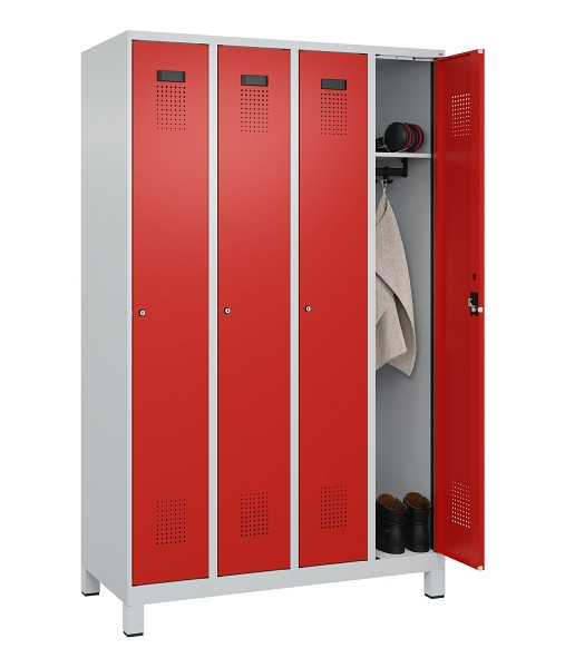 C+P Spind Evolo PLUS, mit Füßen, 4 Abteile, 1950x1200x500mm, 7035/3020, Verschluss Zylinderschloss, Ablageböden 4, 049010-40 S10032