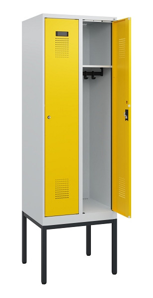C+P Spind Evolo PLUS, Gestell, 2 Abteile, 1950x600x500mm, 7035/1023, Zylinderschloss, 0490305-20 S10020