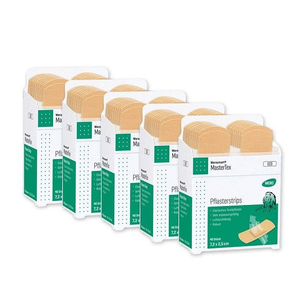 WERO Werosmart MasterTex Pflasterstrips, 7,2 x 2,5 cm, VE: 5 x 40 Stück, 150209