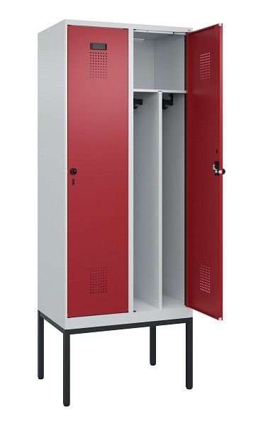 C+P Spind Evolo PLUS, Gestell, 2 Abteile, 2120x800x500mm, 7035/3003, Verschluss Drehriegel, 0490307-22F S10004