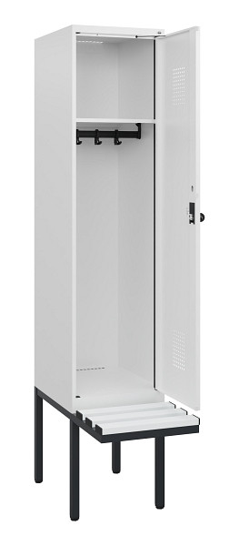 C+P Spind Evolo PLUS, 1 Abteil, 1950x400x815mm, 9016/9016, Drehriegel, Sitzfläche Kunststoff, 0490405-12 S10074