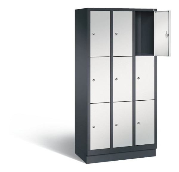 C+P Schließfachschrank Evolo, H1800xB900xT500mm, Farbe: Schwarzgrau / Lichtgrau, 48020-303 S10025