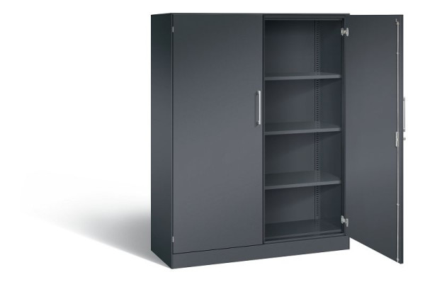 C+P Flügeltürenschrank Asisto, H1635xB1200xT435mm, Farbe: Schwarzgrau, Bügelgriff, 4 OH, 141011-000 S10054
