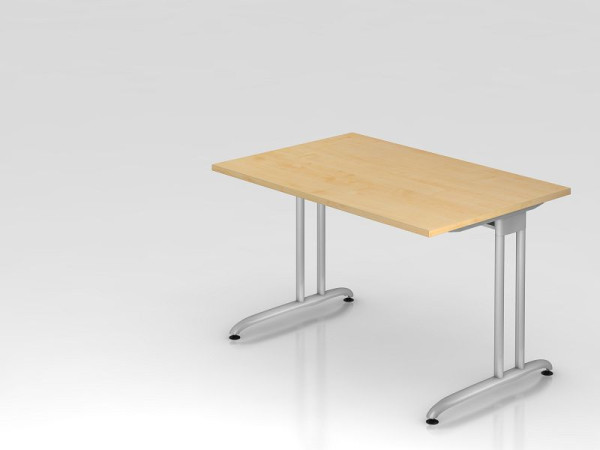 Hammerbacher Schreibtisch C-Fuß 120x80cm Ahorn, horizontale Kabelwanne, Arbeitshöhe 72 cm, VBS12/3/S
