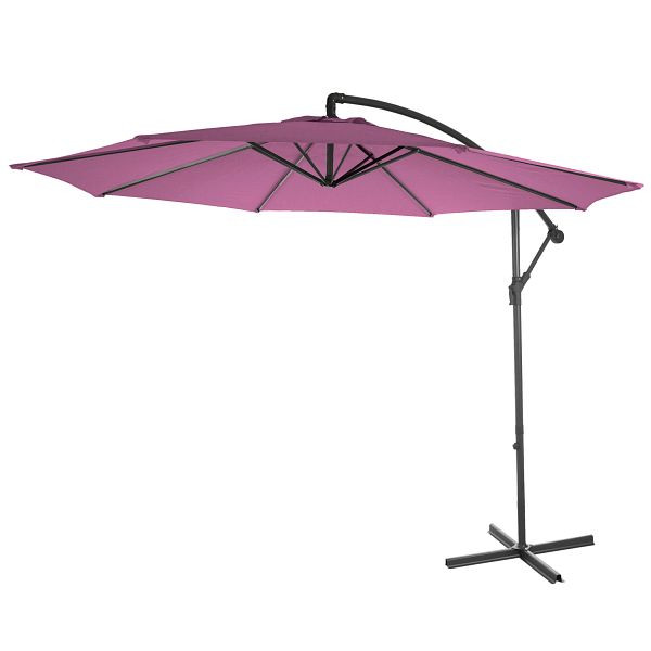 Mendler Ampelschirm Acerra, Sonnenschirm Sonnenschutz, Ø 3m neigbar, Polyester/Stahl 11kg, lavendel-rot ohne Ständer, 76497