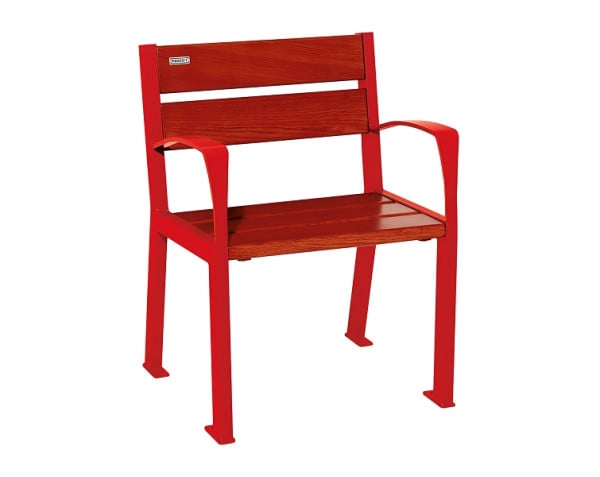 Procity Stuhl Silaos 5 Holzlatten, Mit Armlehne, Holz & Stahl, Mahagoni/RAL 3020, 209510.3020.ACAJ