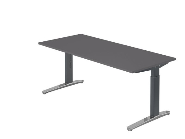 Hammerbacher Schreibtisch C-Fuß 180x80cm Graphit/Graphit (Poliert), Rechteckform, VXB19/G/GC