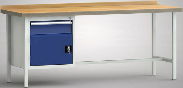 KLW Standard-Werkbank - 2000 x 700 x 840 mm L x T x H, links 150EA/Türe 350 mm, WS116N-2000M40-E1681