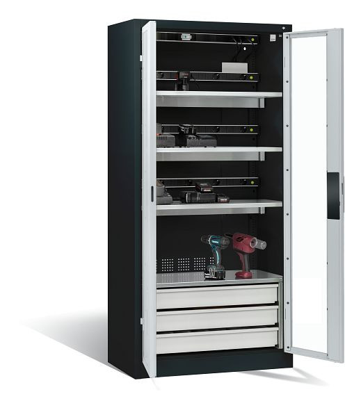 C+P Akkuladeschrank Comfort, H1950xB930xT500 mm, Anthrazit/Lichtgrau, 8921-055E3 S10023