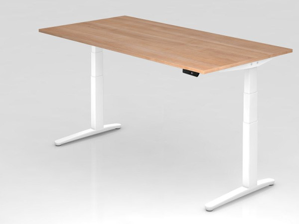 Hammerbacher Sitz-Steh-Schreibtisch elektrisch 200x100cm Nussbaum/weiß, Rechteckform, VXBHM2E/N/WW