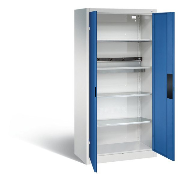 C+P Akkuladeschrank Serie 89, H1950xB930xT500mm, Farbe: Lichtgrau / Enzianblau, Muldengriff, 8921-05E1 S10004