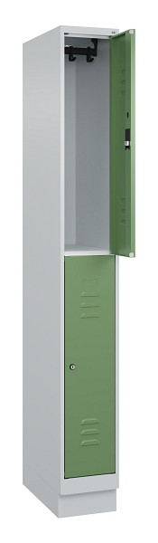 C+P Doppelstock-Spind Classic PLUS, Sockel, 1 Abteil, 1950x250x500mm, 7035/6011, 080320-19 S10021