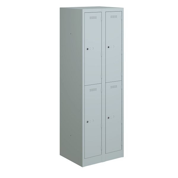 Bisley Garderobenschrank Primary Locker 2 Abteile mit zwei Fächern 600 mm, Farbe lichtgrau, PL3050D2645