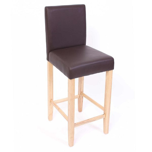 Mendler 2er-Set Barhocker Barstuhl M37 Leder, braun, helle Füße, 20094
