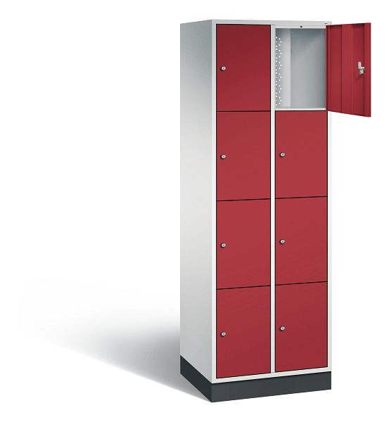 C+P Schließfachschrank Intro, H1950xB620xT490mm, Farbe: Lichtgrau / Rubinrot, 8470-201 S10005