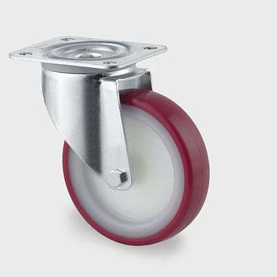 TENTE-ROLLEN Lenkrolle, Rad-Ø 160 mm, Tragfähigkeit 350 kg, Bauhöhe 200 mm, D 40 Shore, 3470UAR160P63 red
