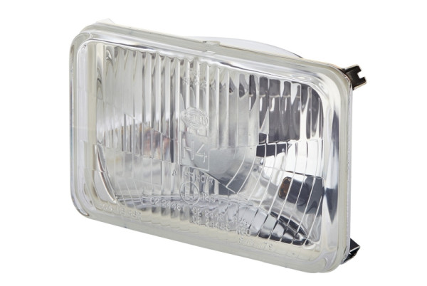 HELLA Halogen-Scheinwerfereinsatz, Hauptscheinwerfer, 24V, Einbau, SAE J 571/ECE-R20/ECE-7/E1 24461, glasklar, Flachstecker, links/rechts, 1AB 003 177-791