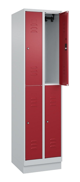 C+P Doppelstock-Spind Classic PLUS, Sockel, 2 Abteile, 1950x500x500mm, 7035/3003, 080320-29 S10016