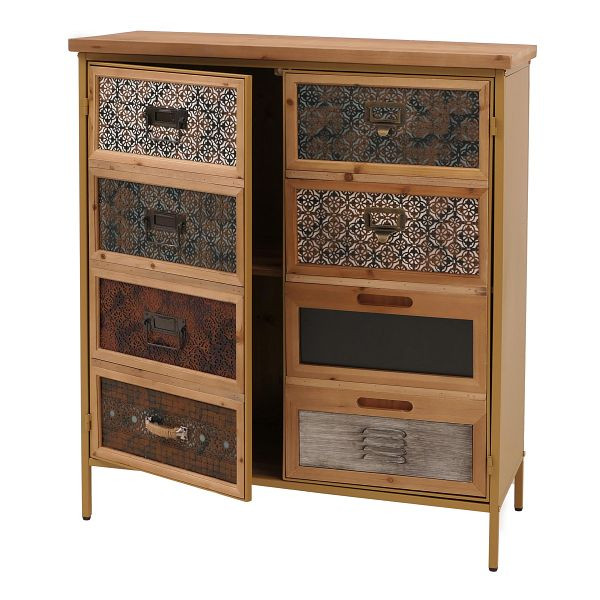 Mendler Apothekerkommode HWC-O79, Schrank Highboard Staufächer, Vintage Shabby-Look 94x80x35cm, weiß/blau, 139302